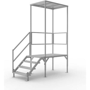 EZ-ACCESS FORTRESS OSHA Stair System 27.5"-42.5"H Adj. with Canopy - USA Ramp Store