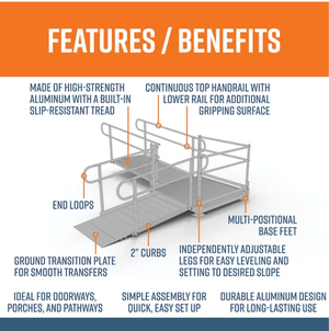 EZ-ACCESS PATHWAY 10-ft x 135.625-in Aluminum Modular Entryway Wheelchair Ramp - USA Ramp Store